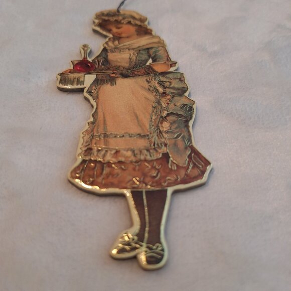 Vintage 1988 Merrimack Publishing Victorian Girl 5" Die Cut Christmas Ornament - Picture 4 of 7